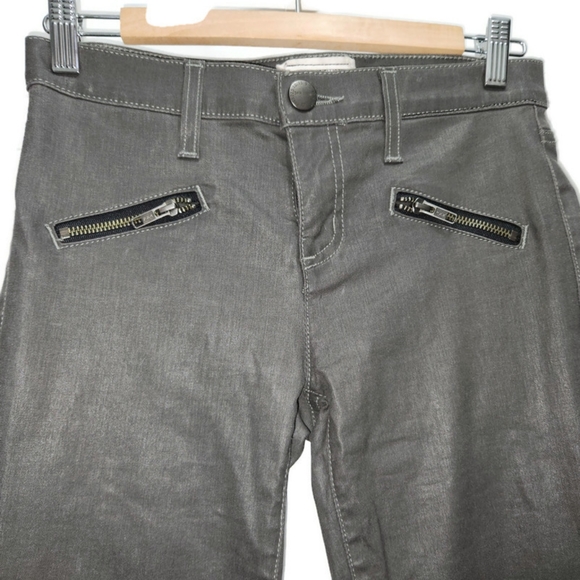 Current/Elliott Grey Coated Soho Zip Stiletto Premium Denim Jeans - Picture 2 of 5